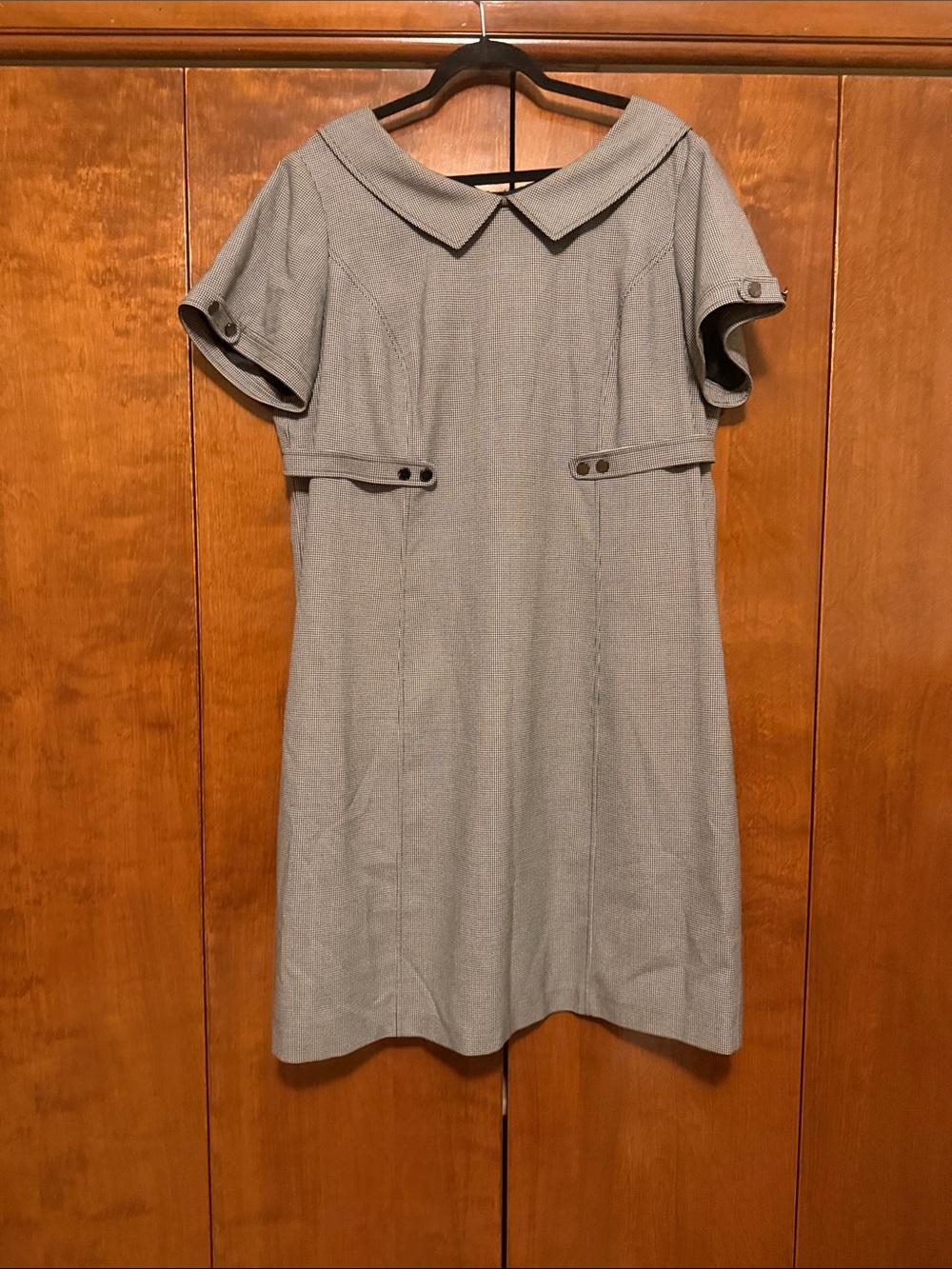 Tahari Gray Peter Pan Collar Midi Dress